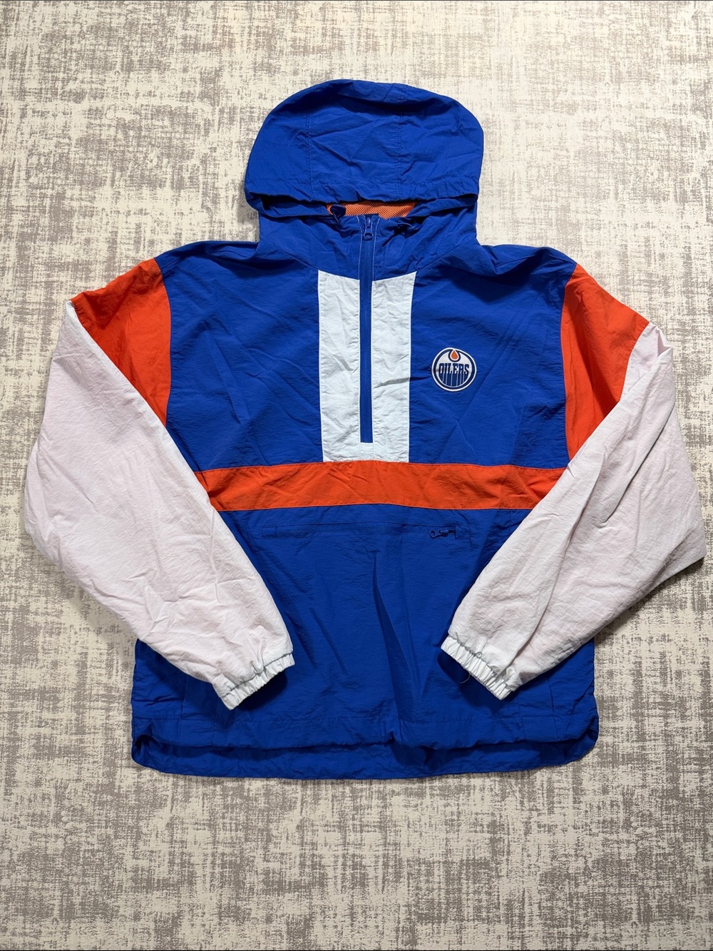 Edmonton Oilers Colorblock Windbreaker Jacket Y2K Style Size XS 25x21